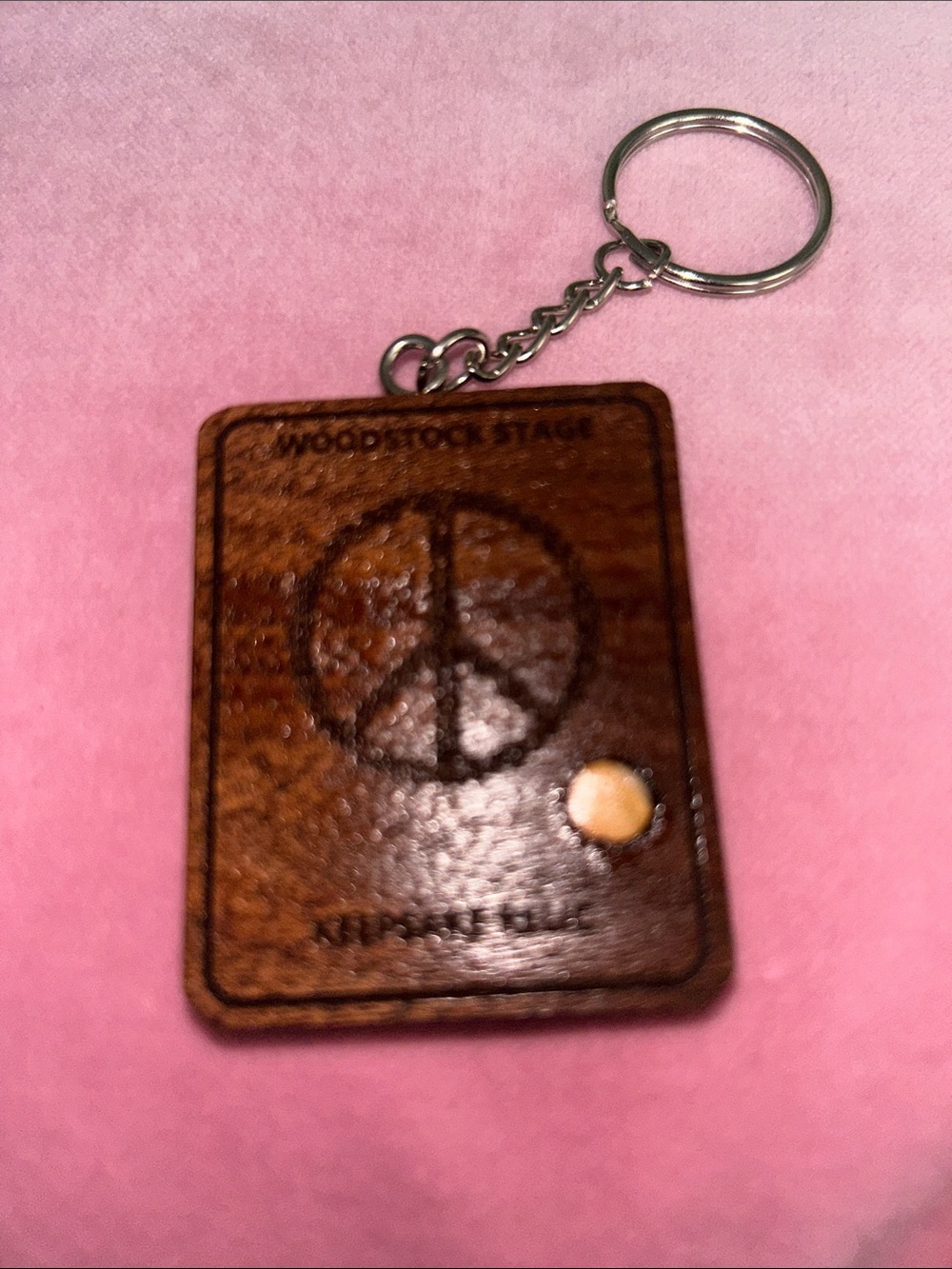 WOODSTOCK Wooden Peace Sign Keychain PART OF THE STAGE!